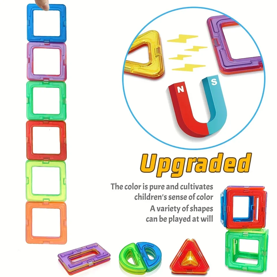 Blocs De Construction Magnétiques 52 Pièces - Jouets Éducatifs Enfants 3-10 Ans - Cadeau Idéal