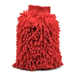 Ultra-Absorbent Double-Sided Microfiber Car Wash Mitt - Scratch-Free Chenille Cleaning Glove (Red)