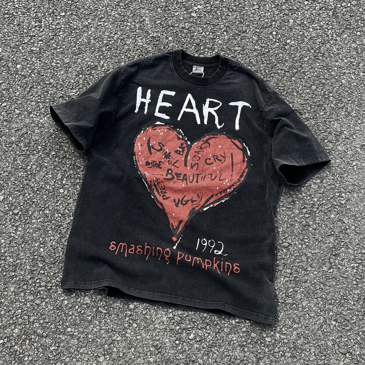Yao888 Smashing Pumpkins Band Rock Vintage Washed Old Men Clothing Short Sleeve Oversize Funny Graphic Retro T Shirt Tee mens t shirt