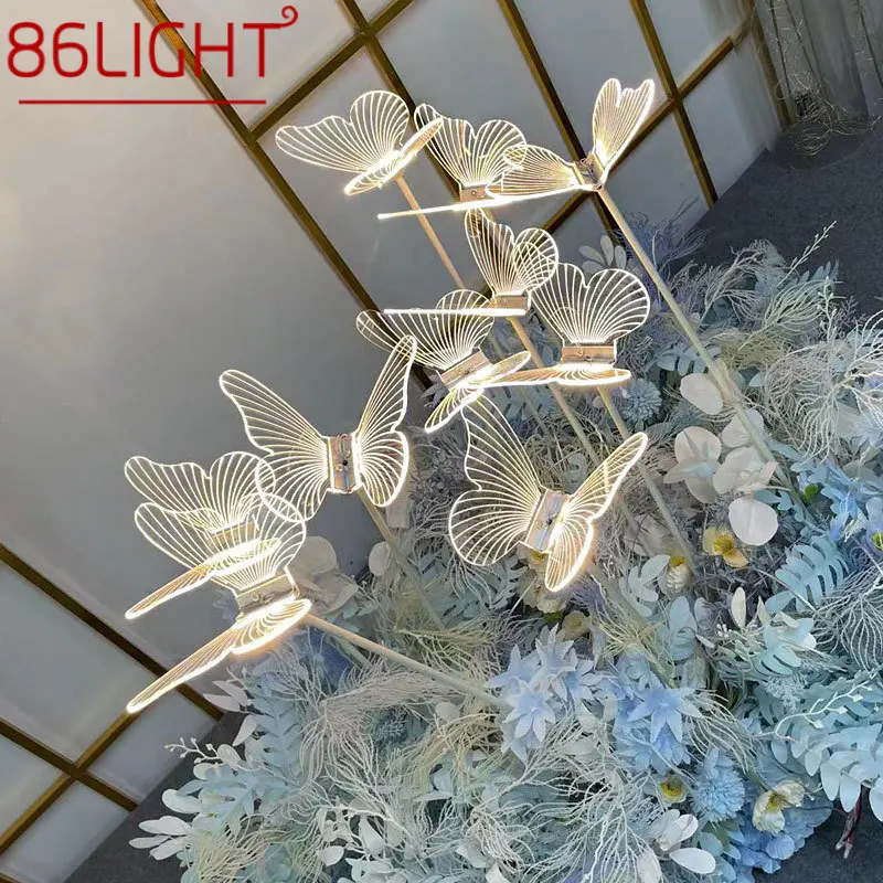 

86LIGHT Modern Wedding Walkway Elegant Acrylic Butterflies LED Standing Lamp for Romantic Party Light Stands Decoration