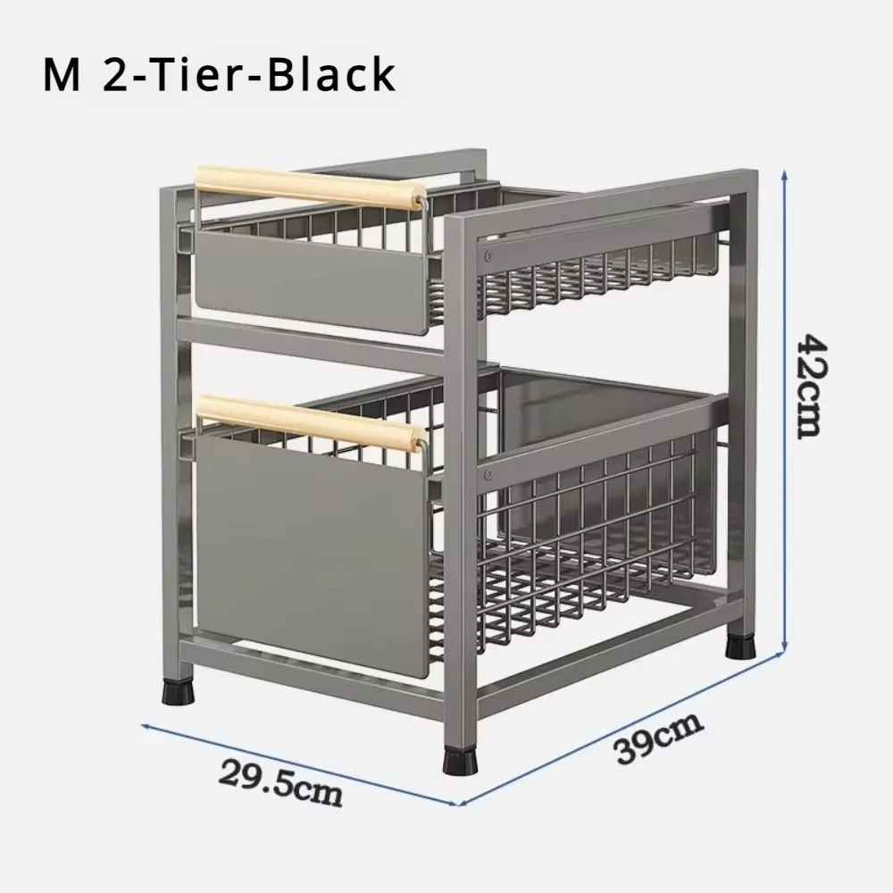 Kitchen Sink Storage Rack Carbon Steel Bathroom Cabinet Cosmetics Seasonings Tableware Countertop Rack Bathroom Storage