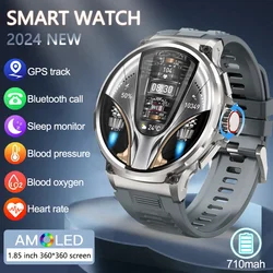 2024 New 1.85 Inch Ultra HD GPS Track Bluetooth Call Smart Watch Men 710 mAh 400+dial Heart Rate Sports Watches for Android IOS