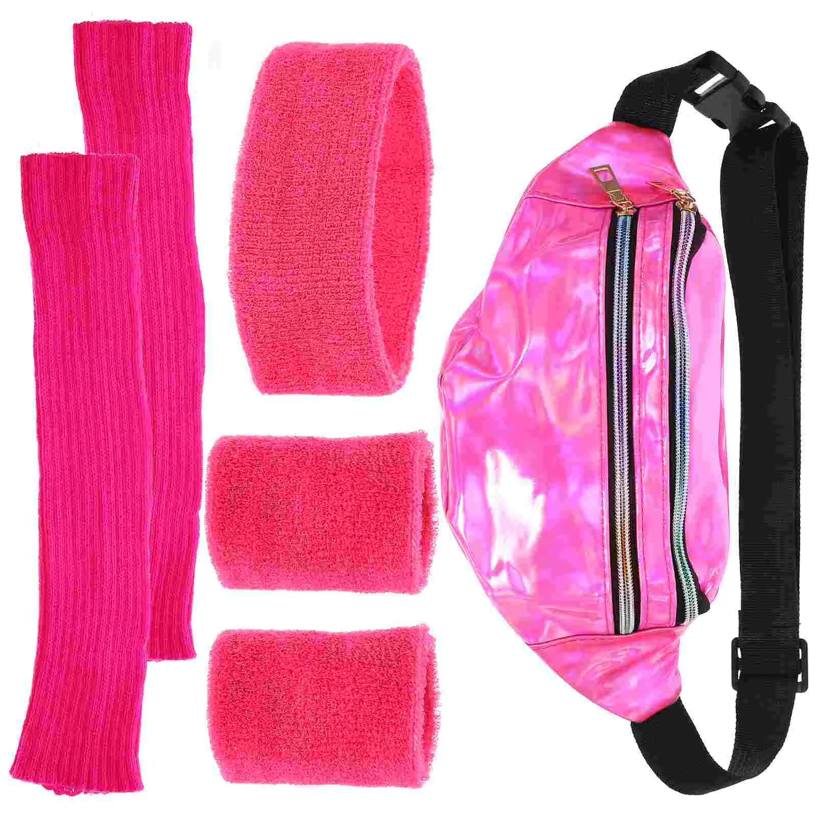 Retro 80s Women Accessories Set Neon Fanny Packs Sports Headbands Leg Warmers Sweat Bands Costumes Accessories