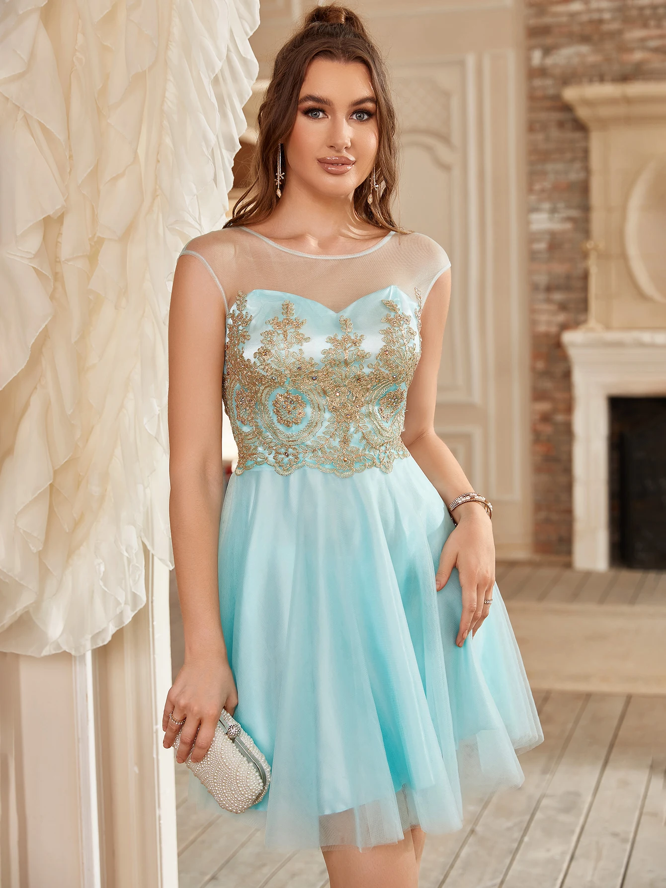 Mini Cocktail Dresses Applique Beading Sleeveless Homecoming Dress Elegant Formal Prom Evening Party Gown Robe De Soiree