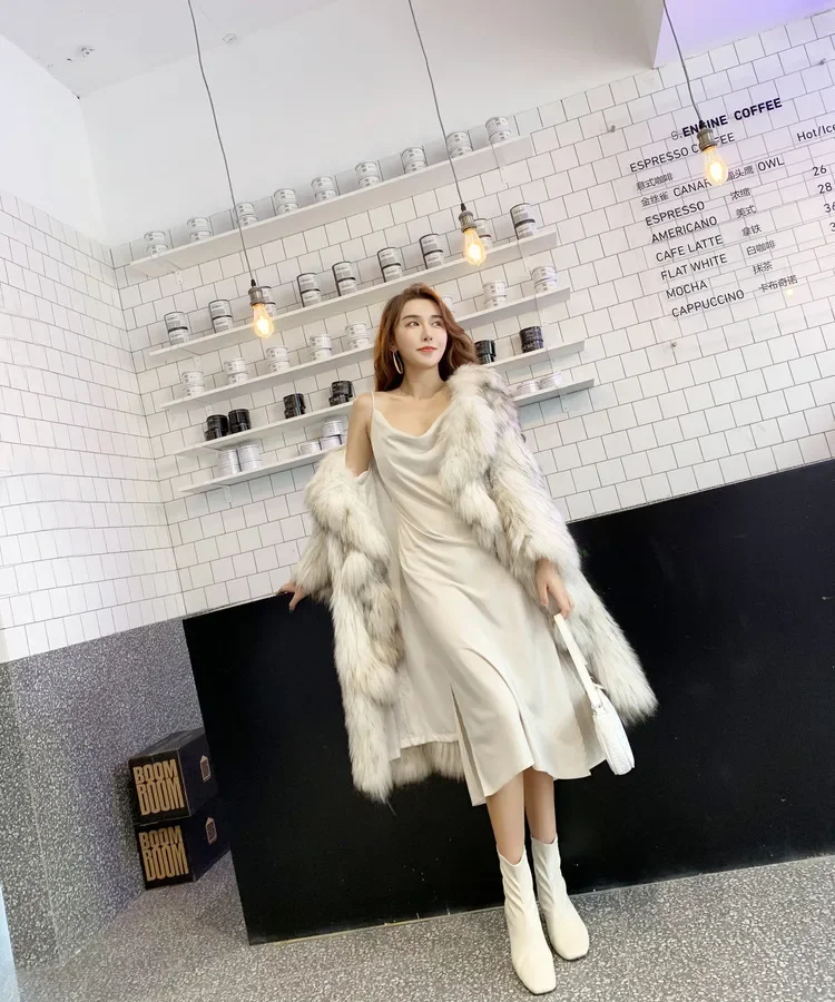 Raccoon Real Fur Woven Coat for Women Ruffled Wooden Medium Length Jackets Thick Warm Fur Knitted Long Sleeve Outerwear Winter