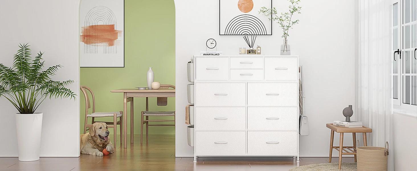 10 Drawer Dresser Wide Chest of Drawers