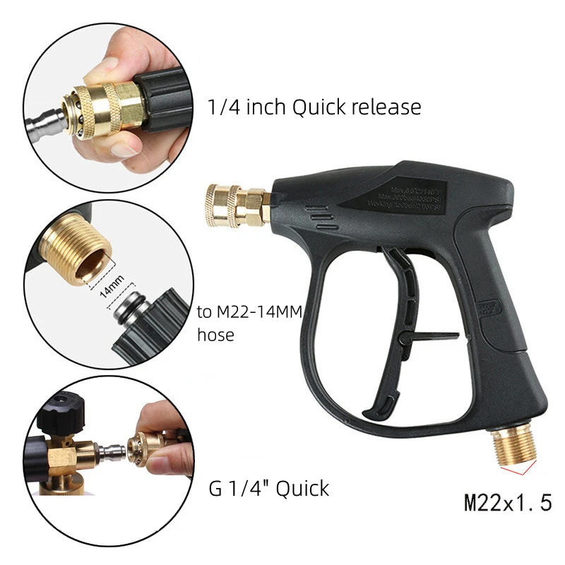High Pressure Washer PA Foam Pot 1/4" Quick Plug Universal Spray Gun Household Snow Foam Cannon Nozzle Car Washing Water Gun 2