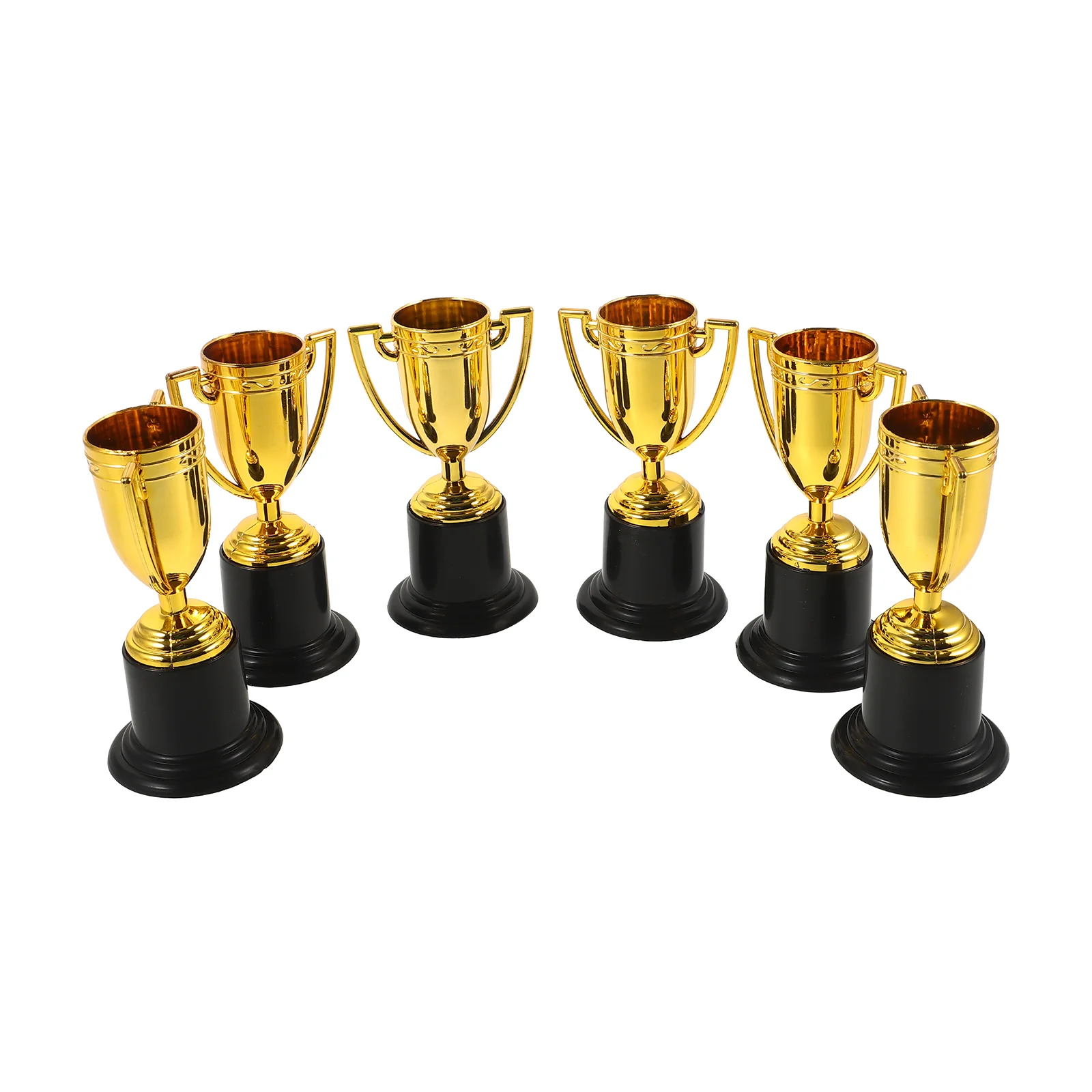 6pcs Golden Plastic Trophies Award Trophy Cup Kids Favor Sport Competition Souvenirs Team Sports Plastic Awards Game Prizes