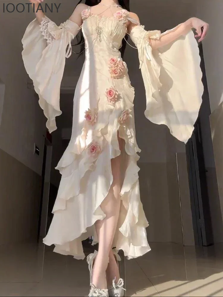 ShiChang Sweet Irregular Dress | Beach Patchwork Dress | Broken Aesthetic Holiday Cami Dress