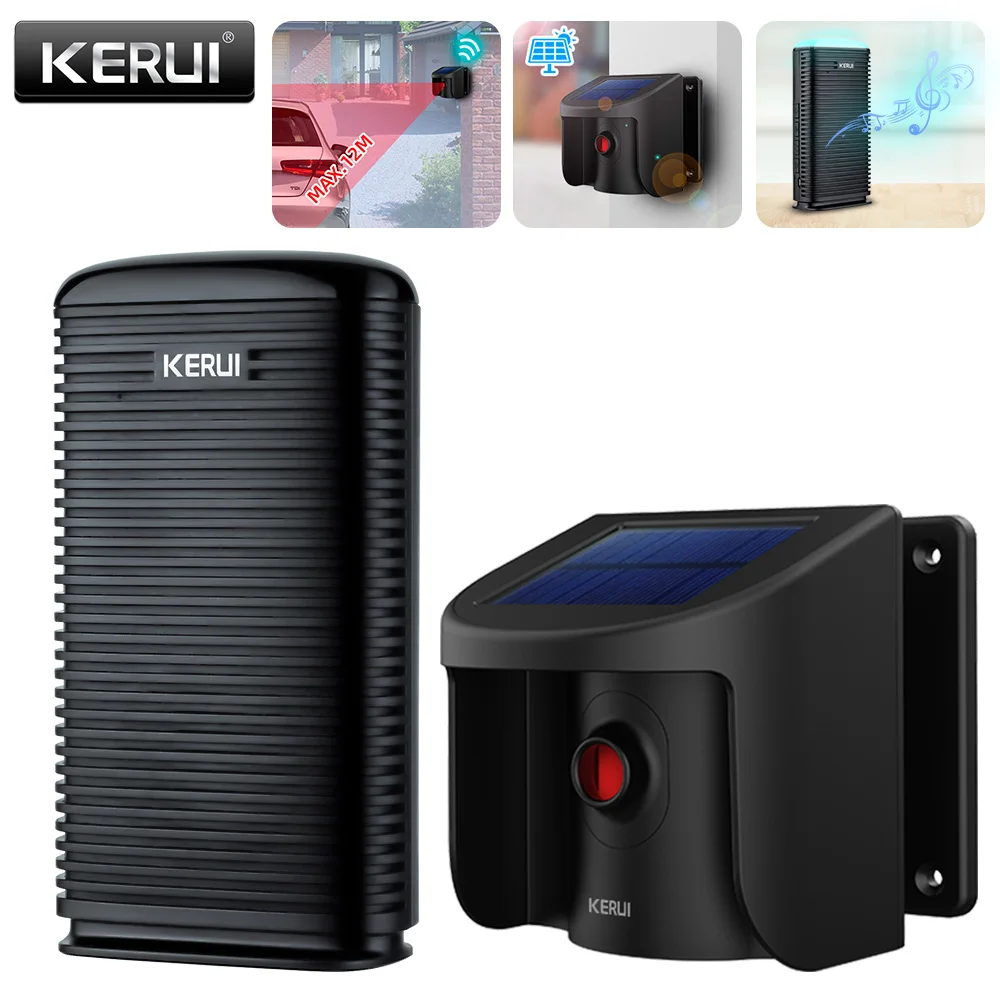 KERUI Wireless Solar Driveway Alarm Home Security Waterproof PIR Motion Detector Garage Welcome Burglar Patrol DIY Alarm System