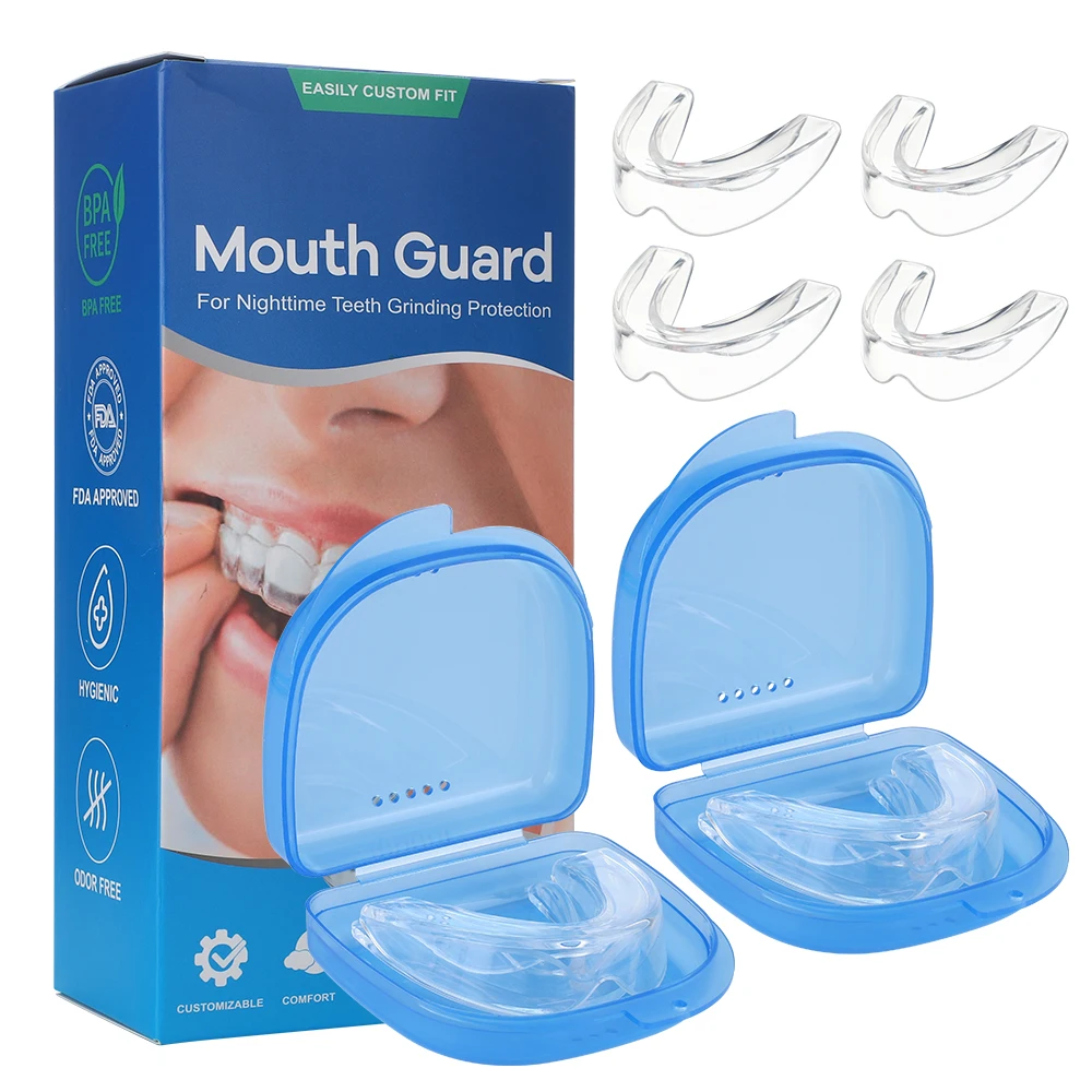 Anti Snoring Nose Clip Mouth Guard with Storage Case For Anti Snoring Bruxism Mouth Guard Snoring Stopper Improve Sleeping Teeth Bruxism 4pcs