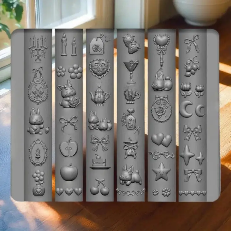 **네일 아트 디자인을 위한 1PC 3D 실리콘 몰드 릴리프 보우 딸기 바로크 패턴 매니큐어 템플릿 플레이트 도구 액세서리