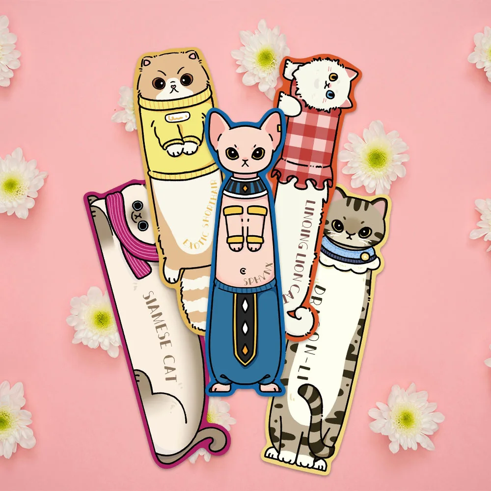 30pcs Cute Cartoon Pets Cats Paper Bookmarks DIY Students Readers Gift Library Office Book Journal Page Markers