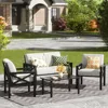 Outdoor Patio Furniture 4 Pieces Set, Modern Patio Conversation Sets, Outdoor Sectional Metal Sofa with 5.5  Inch Cushion 1