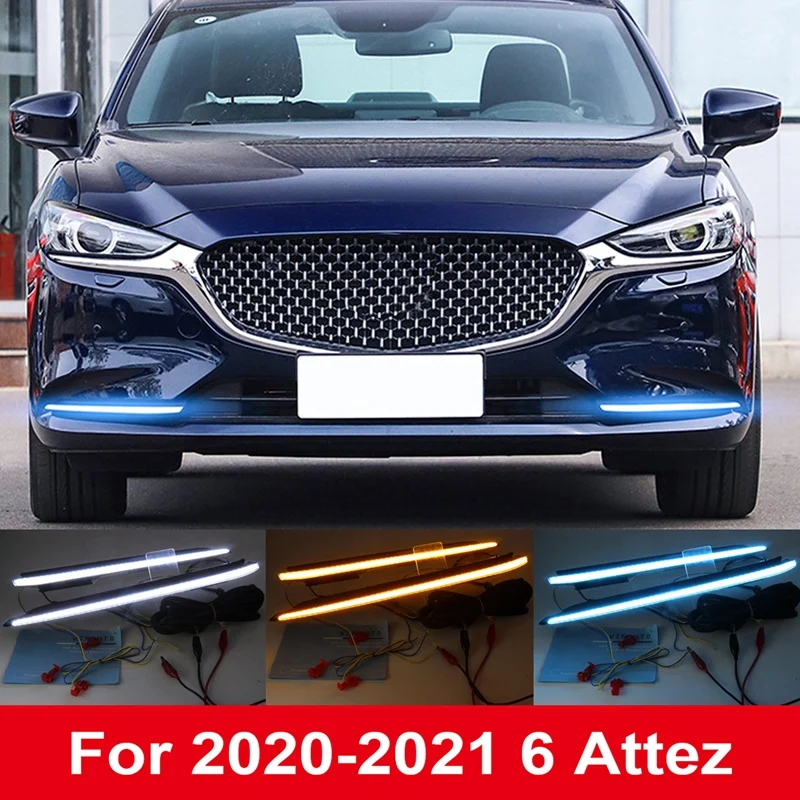 

Daytime Running Lights For-Mazda 6 Atenza 2020+ Streamer Turn Signals Ice Blue DRL