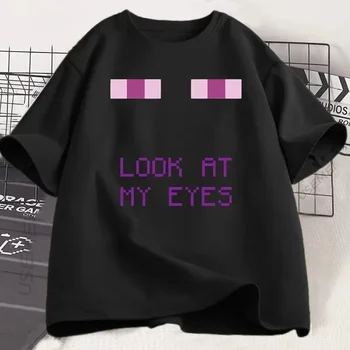 Enderman Eyes Game T-shirts Funny Design Women Short Sleeve T Shirt Casual Round Neck Loose Graphic Tees Harajuku Clothes 1