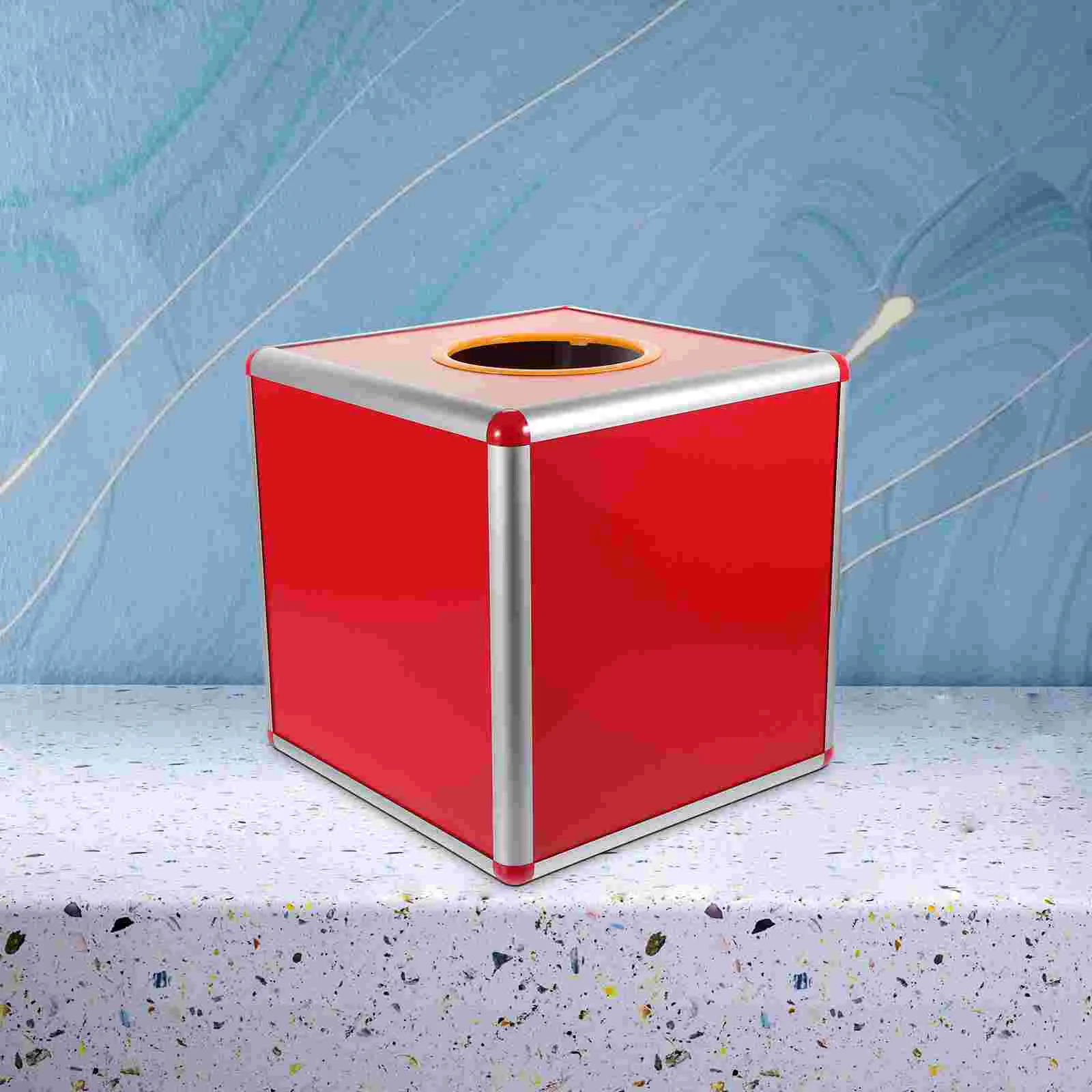 

Metal Cube Lottery Box Card Bonus Balls Storage Container Square Raffle Box