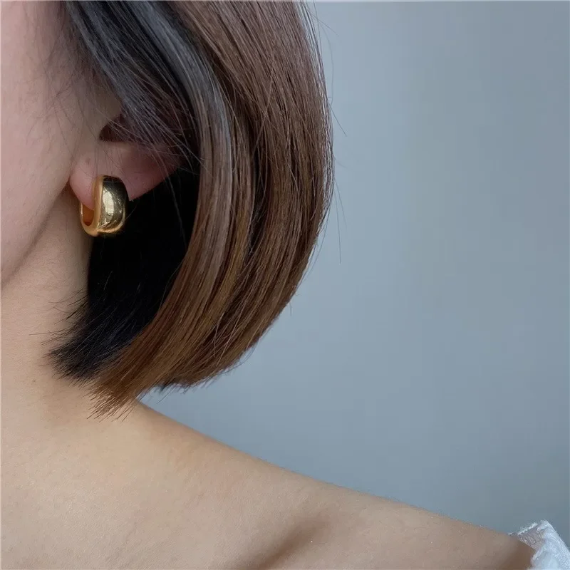 Timeless Wonder Brass Geo Hoop Earrings for Women Designe Jewelry Punk Gothic Luxury Trendy Classy Top Quality Simple Neat 6352