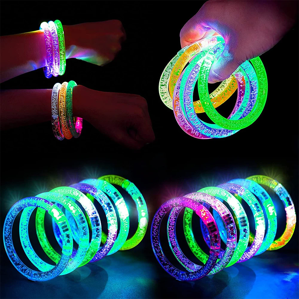 Glow Sticks Bracelets Wristband Glow in The Dark LED Flashing Luminous Bangle Bracelet For