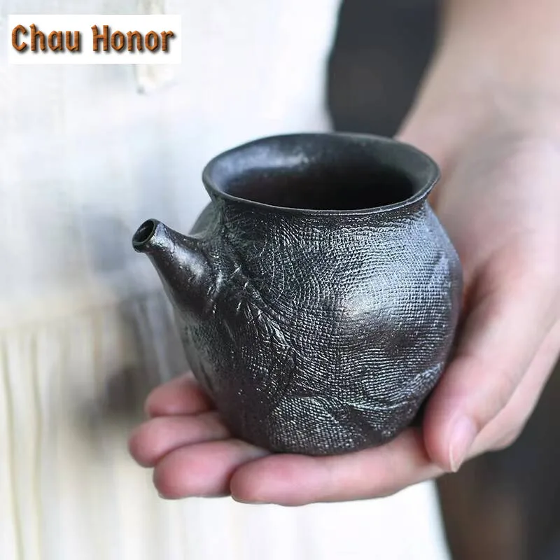 140ml Handicrafts Weaving Fire Pottery Tea Pitcher Antique Tea-separating Cha Hai Side Hanlde Justice Cup Tea Items Supplies