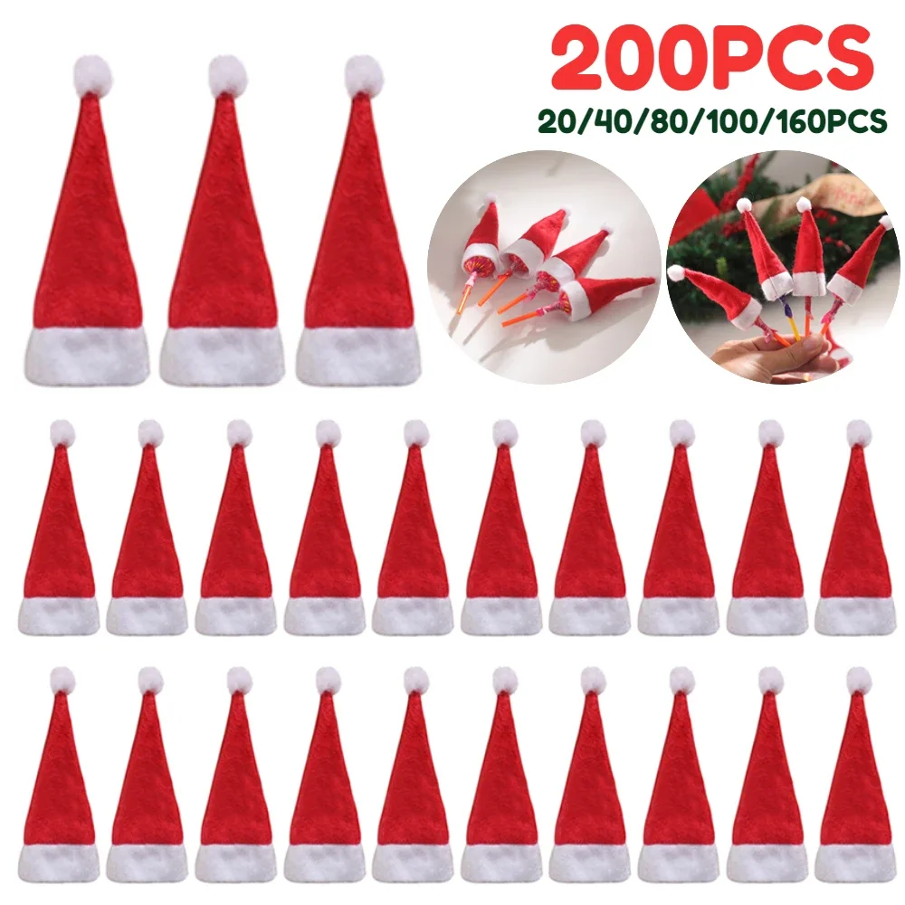 Mini Christmas Hats Christmas Candy Cover Xmas Lollipop Hats Cute Lollipop Cap Children Gift New Year Decorations