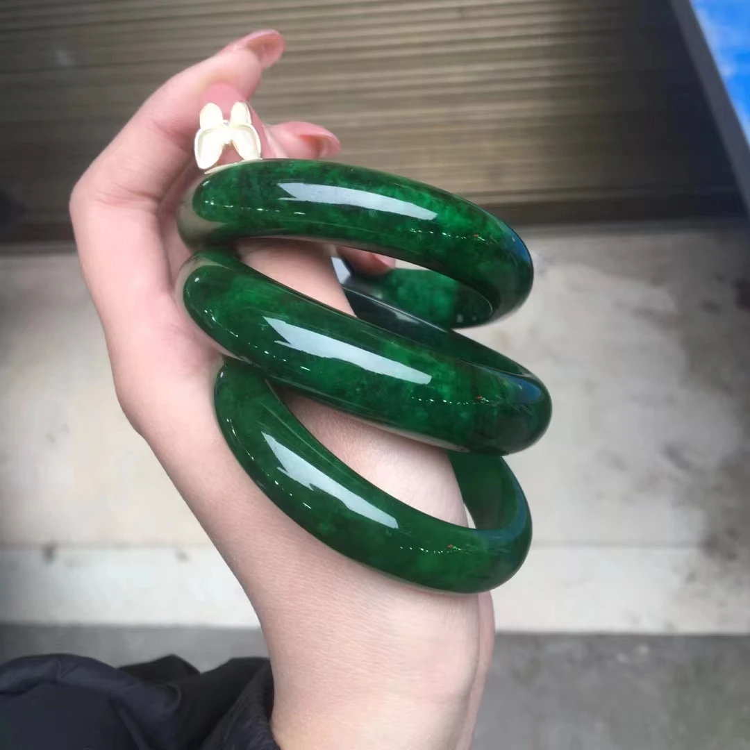 

NEW Original Ecological Burma Emerald Bangle Natural Jadeite Delicate Bracelet Women's Handring Fine Jewelry