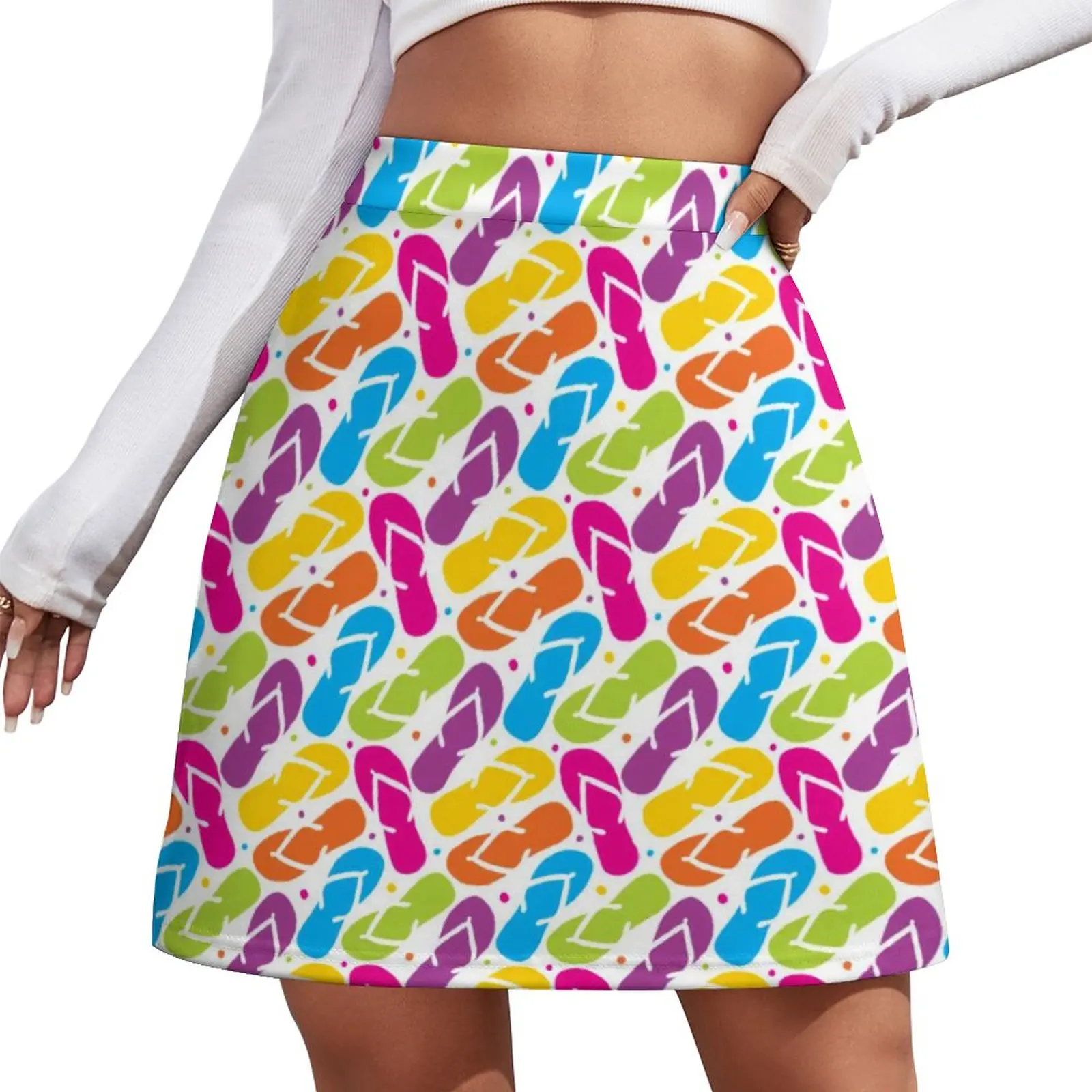 

Cool Vacation Skirt Woman Colorful Flip Flops Modern Mini Skirts Summer Street Style High-waisted Oversize Casual A-line Skirt