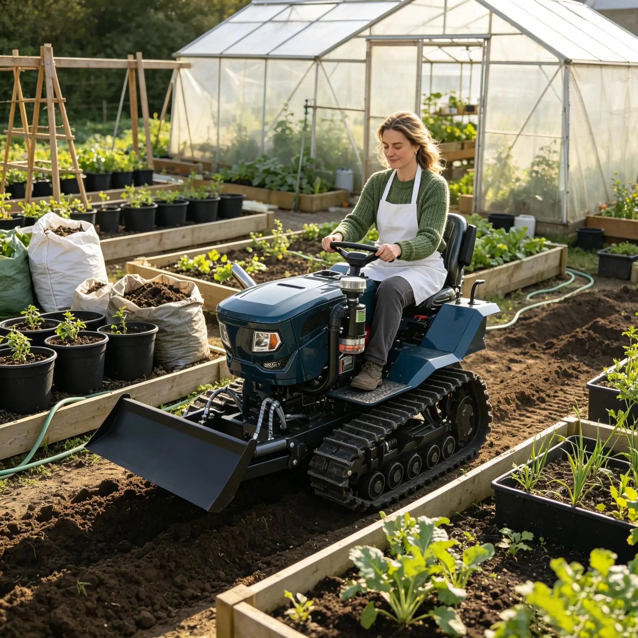 115 PS starker Raupenschlepper für die Landwirtschaft auf Nass- und Trockenfeldern sowie in hügeligem und brachliegendem Gelände.