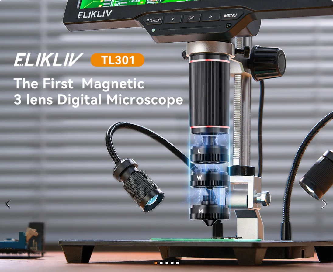 Elikliv TL301 7'' Löt-Mikroskop für Elektronik 4K 3-Linsen Digitalmikroskop 2000X HDMI-Mikroskop Münzlupenmikroskop – Detail 2