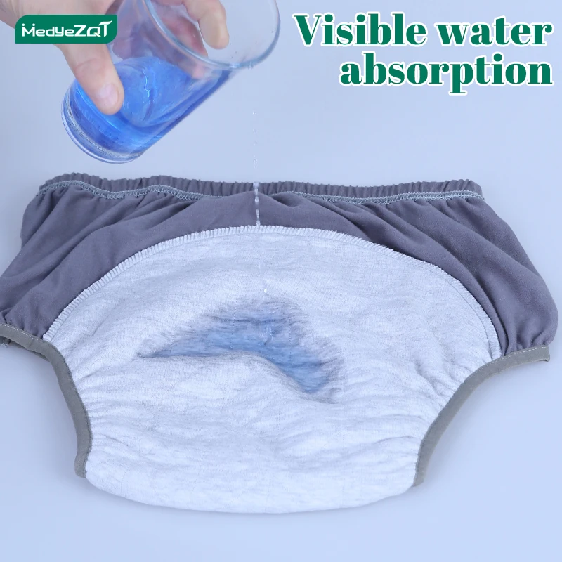 Cotton adult incontinence underwear for men ,washable and reusable  breathable, built-in waterproof layer,to prevent side leakage - AliExpress