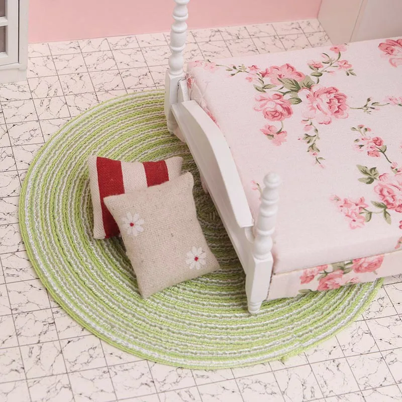 Dollhouse Miniature Items Carpet Mini Round Carpet Mat Decorations 1:6 1:12 BJD Dolls Doll House Accessories Pretend Play Toys 4