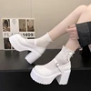 White Chunky Platform Mary Janes Women 2024 Buckle Strap Super High Heels Pumps Woman Patent Leather Thick Heeled Party Shoes