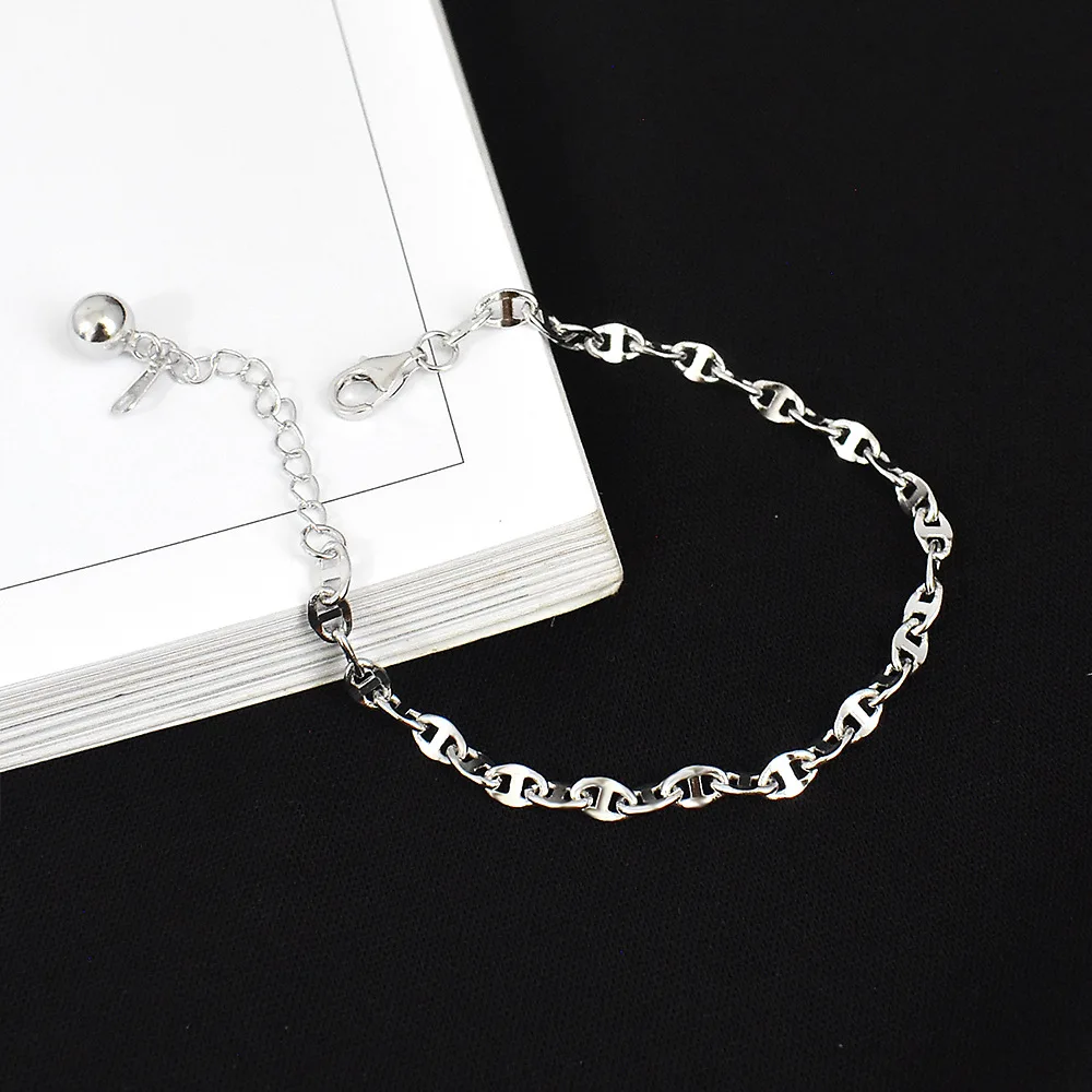 Ins Style Pure Silver Pig Nose Bracelet Heavy Handcrafted Bracelet for Personality Cold Style S925 Jewelry 4