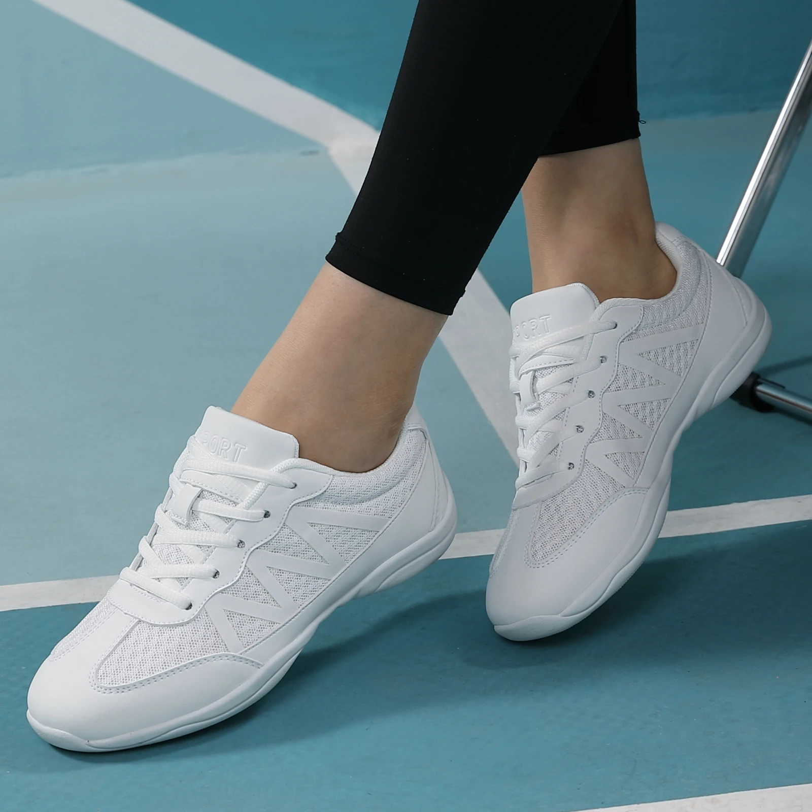 Girls white cheerleading sneakers Aerobics Shoes Ladies Training Fitness Shoes Mesh Breathable Cheerleading Dancing black