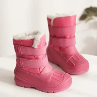Children Warm Boots Toddler Thickened Velvet Waterproof Shoes Kids Non-slip Winter Padded Snow Shoes Hook and Loop snow Boots 6