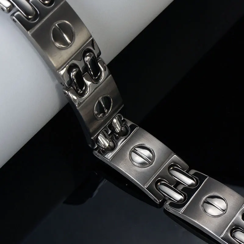 New GLM40 TA1 Men Pure Titanium Bracelet Classic Black Germanium Stone Bio-health Bracelet Retro Fashion Hundred with Unisex