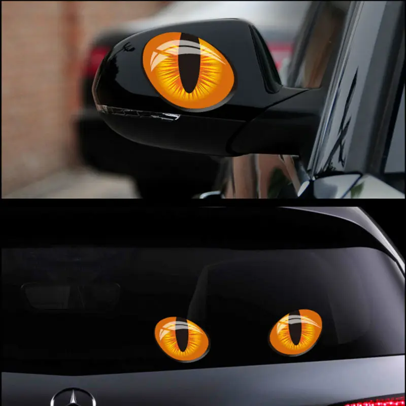 

2Pcs Car Stickers 3D Stereo Reflective Cat Eyes Car Sticker Creative Rearview Mirror Sticker Decals Universal Eyes stickers