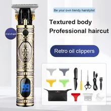 

T9Electric Hair Clipper With Multi Accessory Rechargeable Retro Oil Head Engraving Hair Trimmer Beard Barber HairCutting Machine