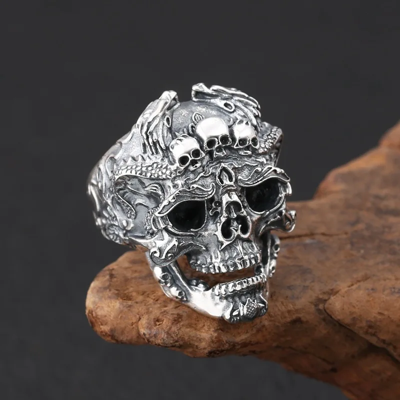 Gothic Punk Ring for Men Retro Skeleton Devil Skull Adjustable finger rings,fashion ring,metal rings,punk rings
