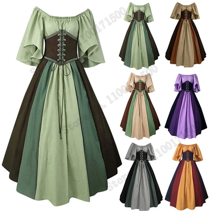 Mittelalterliches Dunkelelfen Kleiderset - Renaissance Gotikkostüm Innenkleid Korsettkleid Set mit Umhang | Cosplay in Top Qualität