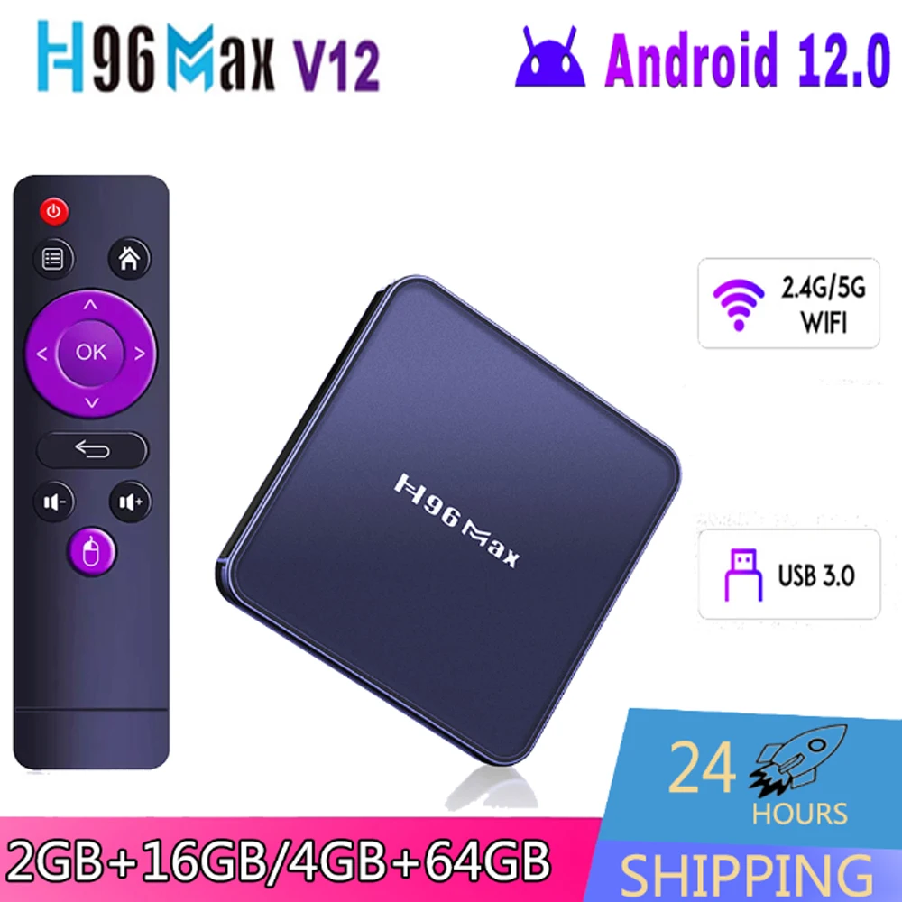 H96 MAX V12 Media Player Android TV BOX BT4.0 Rockchip RK3318 Android 12.0 2.4G&5G Dual WiFi USB3.0 4K Set Top Box H96MAX tv box android 11 h96 max rk3318 smart tv box 4gb 64gb usb3 0 2 4g 5g dual wifi google play store youtube iptv 4k media player