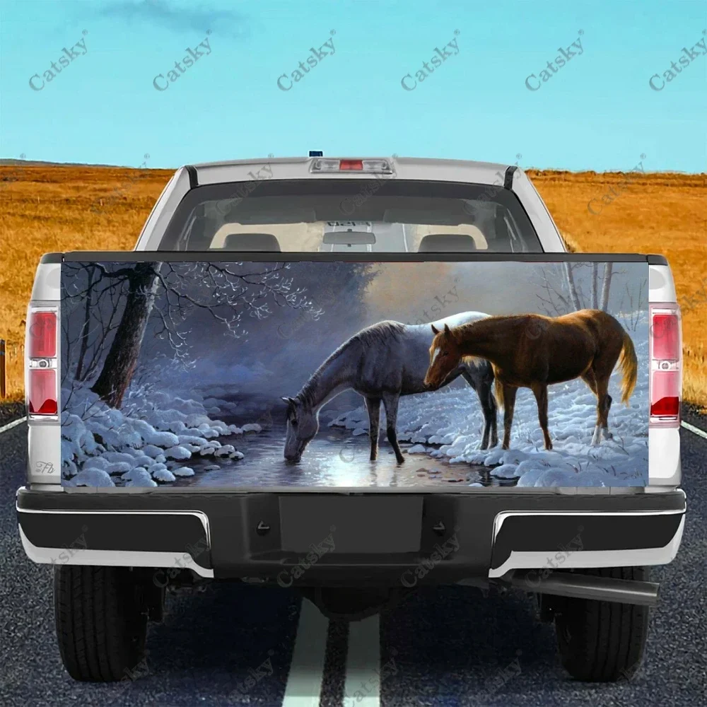 

Защитная виниловая наклейка на багажник автомобиля с изображением животных, зимней лошади, декоративная наклейка на капот колеса, крышка двигателя для внедорожника, пикапа