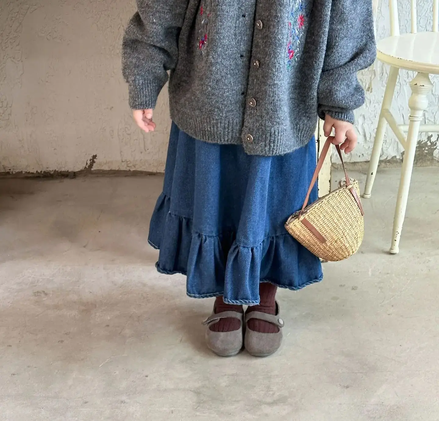 Spring Children's Girls Denim Skirts Korean New Toddler Skirt Long Soft And Comfortable Girl's Casual Denim Skirts