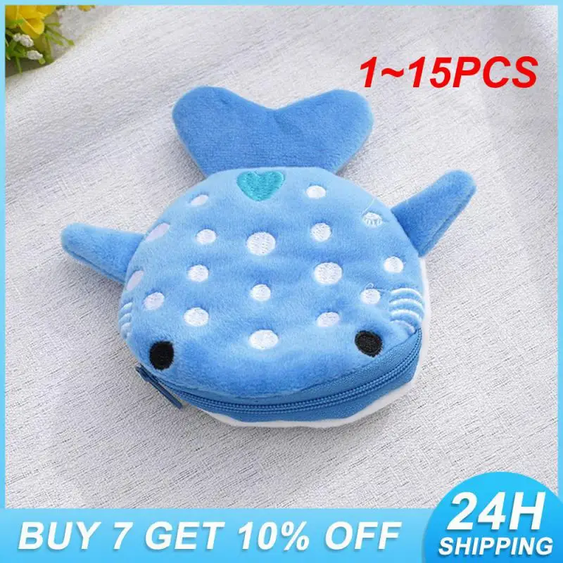 

1~15PCS Shark Coin Purse Meticulous Workmanship Cute Stuffed Animals / Plush Toys Coin Purse Fine Plush Shark Plush Wallet
