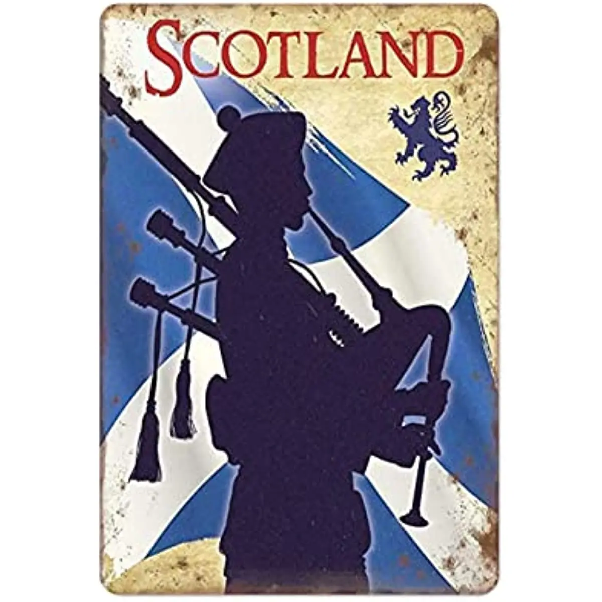 

New Metal Tin Sign Vintage Scotland Bagpipes Piper Silhouette Scottish Kitchen Club for Home, Living Room, Garden, Bedroom