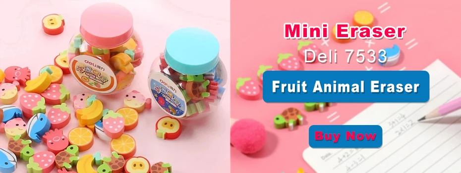 Deli Erasers Pen Retractable Press Pencil Rubber Correction Supplies School Stationery Erasers for Kids Soft Art Eraser Pen cute