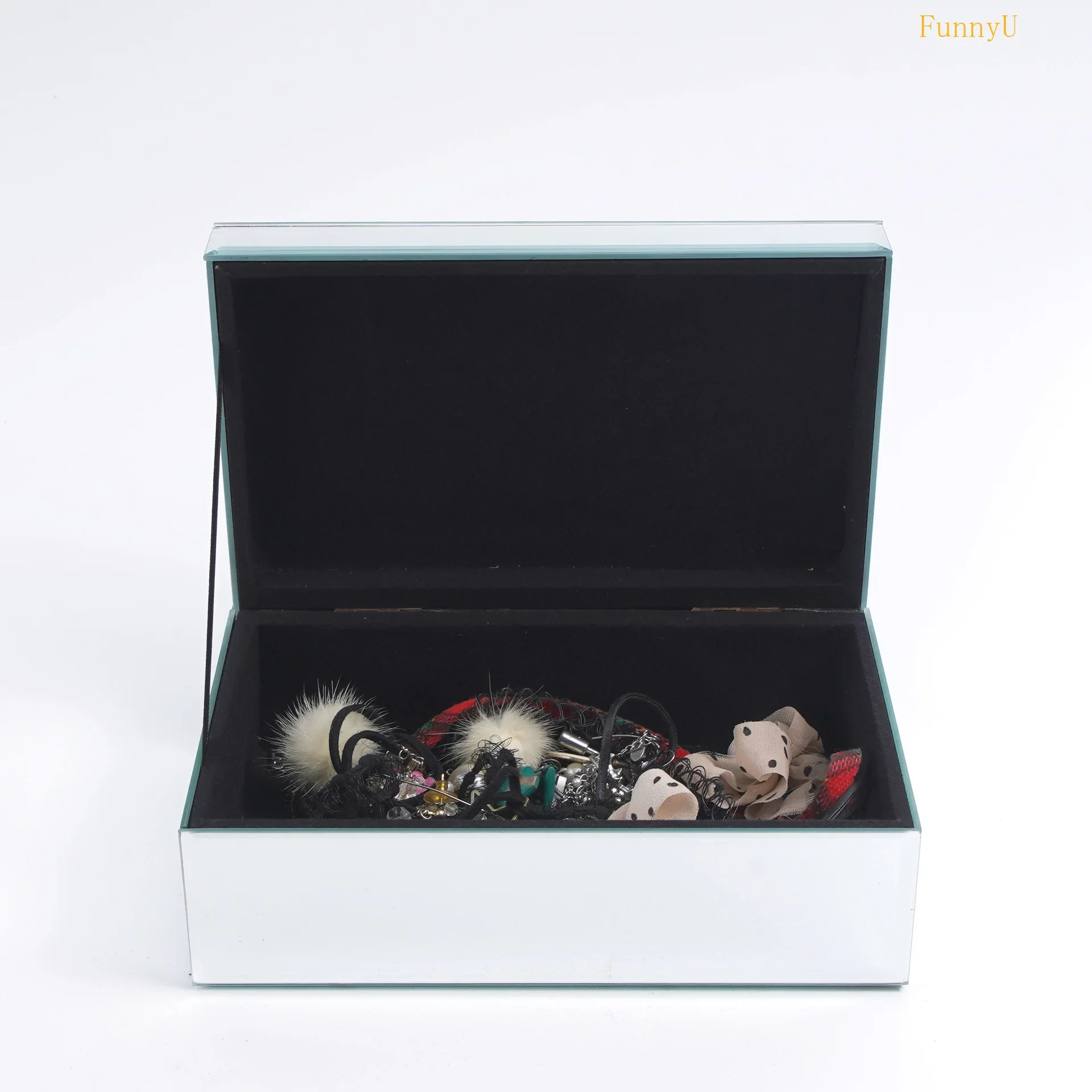 Silver Crushed Diamond Glass Mirrored Jewelry Box Organizer Women Trinket Drawers Organiser Boxes Makeup Container Dressing Tabl 4