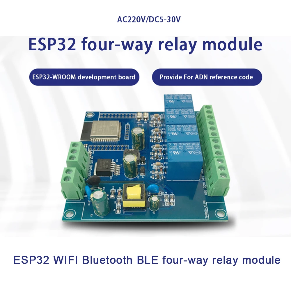 รูปสินค้า ESP32 โมดูลควบคุมไฟฟ้า 4 ช่อง AC/DC WiFi Bluetooth BLE