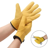 1 Pair Work Gloves Soft Sheepskin Leather Driver Hunting Driving Farm Garden Welding Security Protection Safety Mechanic Gloves 1