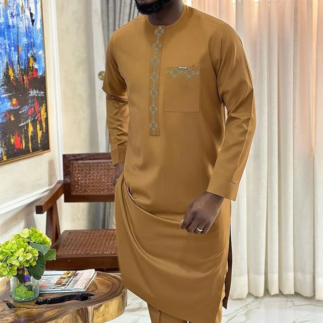 Deji Long Sleeve Embroidered Kaftan Outfit